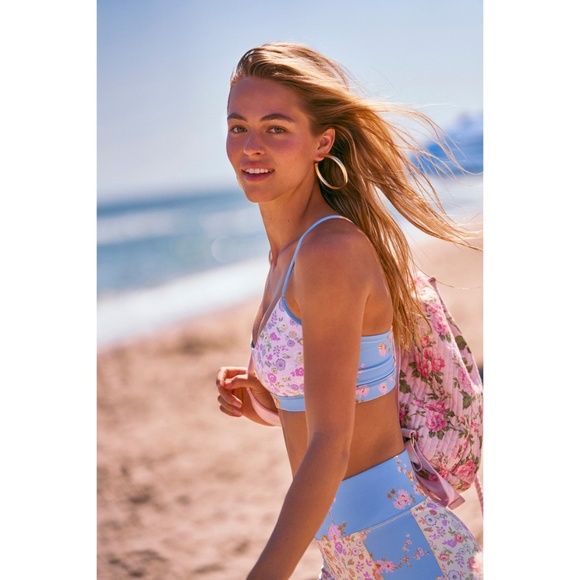 NWOT LoveShackFancy x Bandier Strappy Bra Mixed-Print Leggings Carnation Kisses - Picture 15 of 16